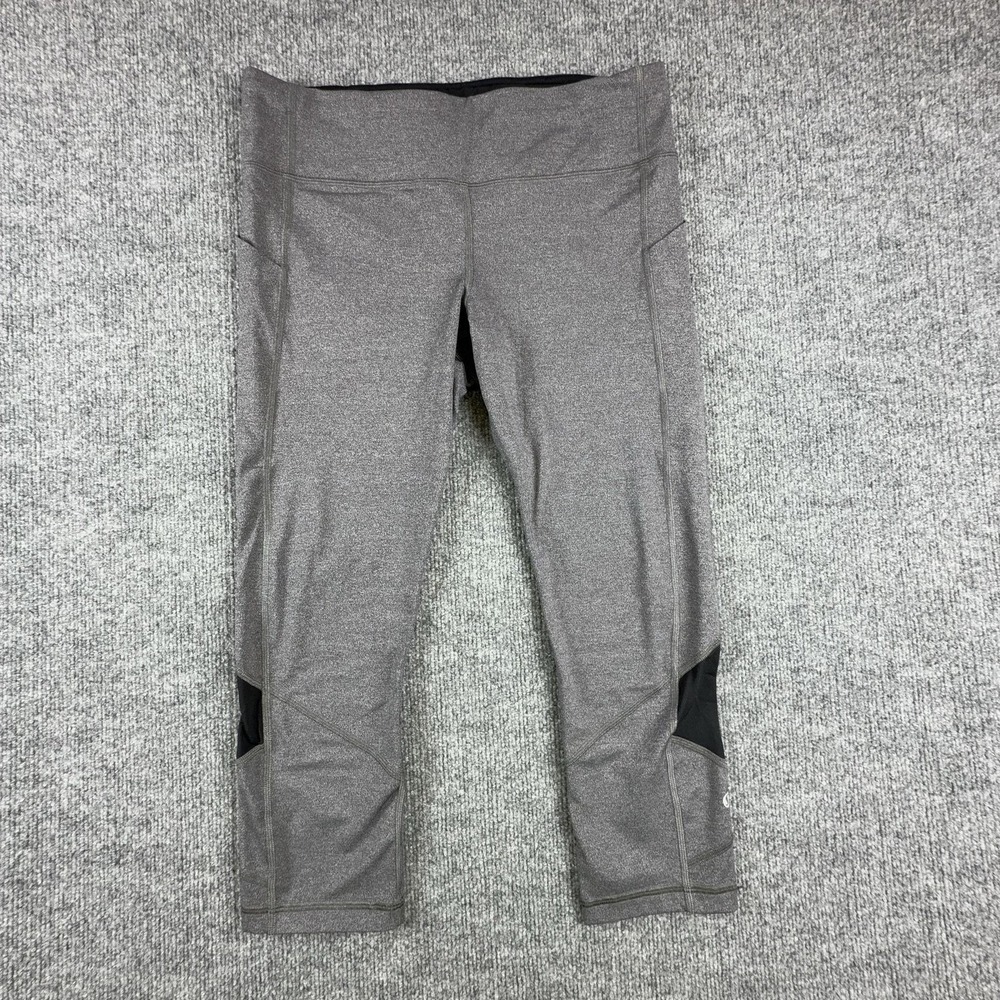 Lululemon Leggings Womens 10 Gray Colorblock Capri Pockets Zip Yoga Pants